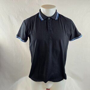 Scott James Polo Shirt Mens Large Black Short Sleeve Casual Designer Cotton